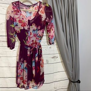 Express Floral Button Down Shirtdress